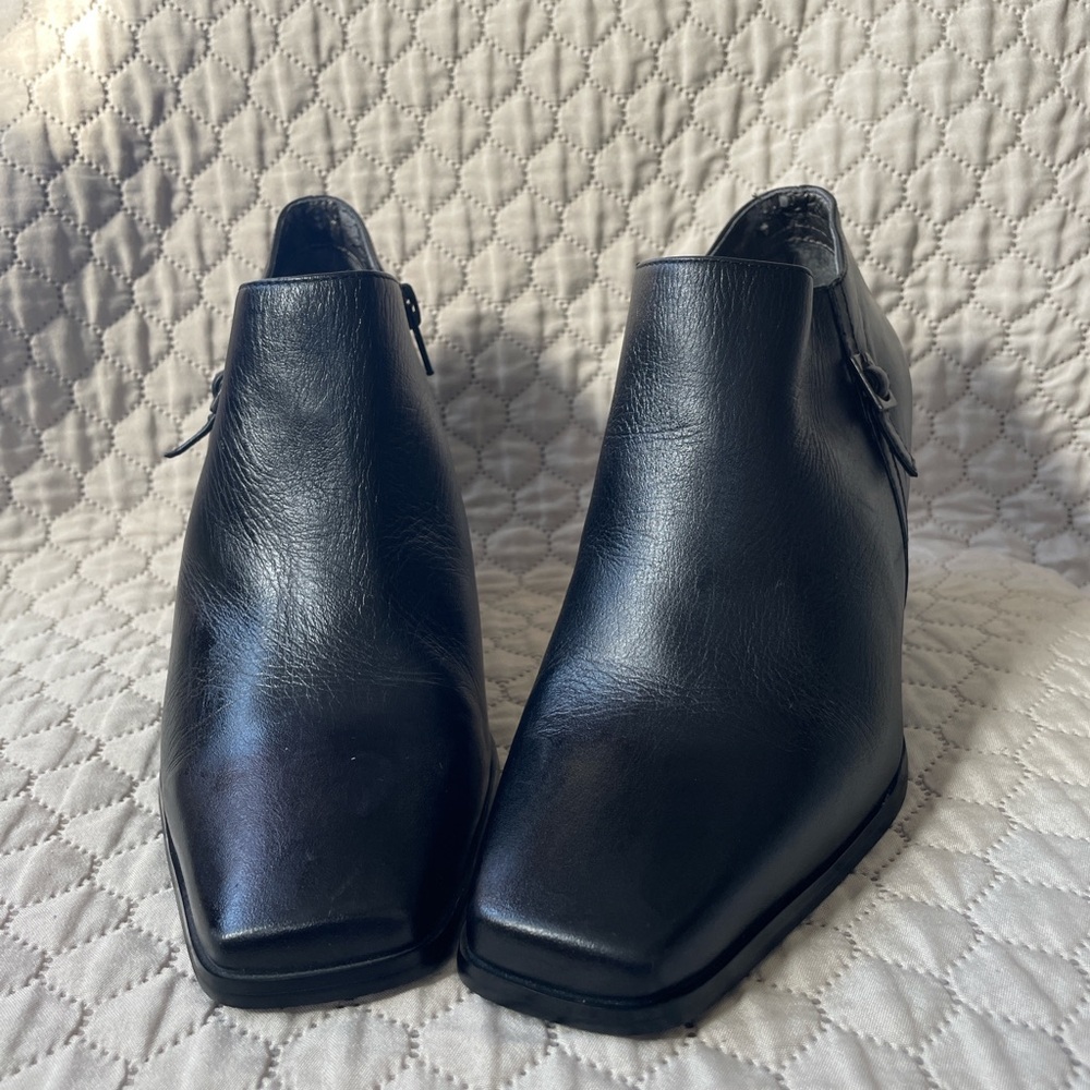 Sleek Black Leather Ankle Booties